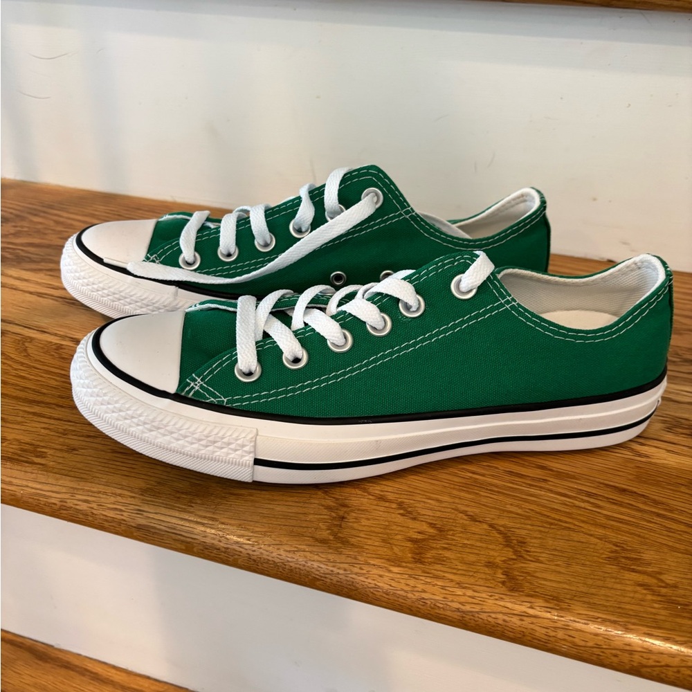 Converse Green Canvas Sneakers with White Laces